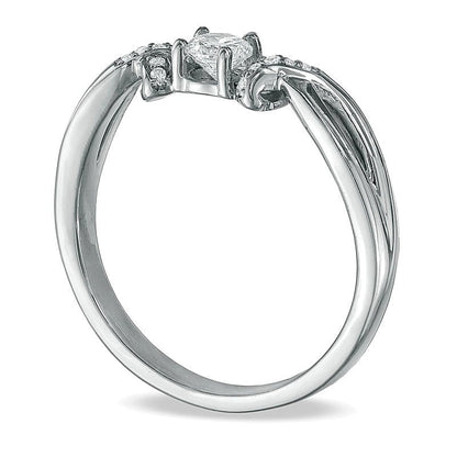 0.2 ct. Gesamtgewicht Diamant Ribbon Freundschaftsring in 10K Weißgold