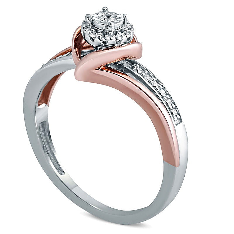 0.13 ct. Gesamtgewicht Diamant-Freundschaftsring mit Bypass-Design in 10K Gold Two-Tone