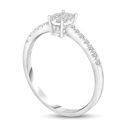 0.13 ct. Gesamtgewicht Komposit-Diamant Freundschaftsring mit ovalem Rahmen in 10K Weißgold