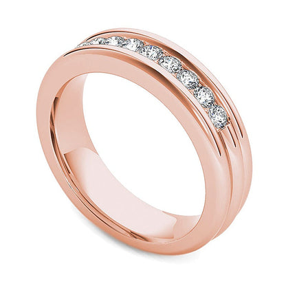 0.2 ct. Gesamtgewicht Diamant-Ehering mit Rille in 14K Roségold