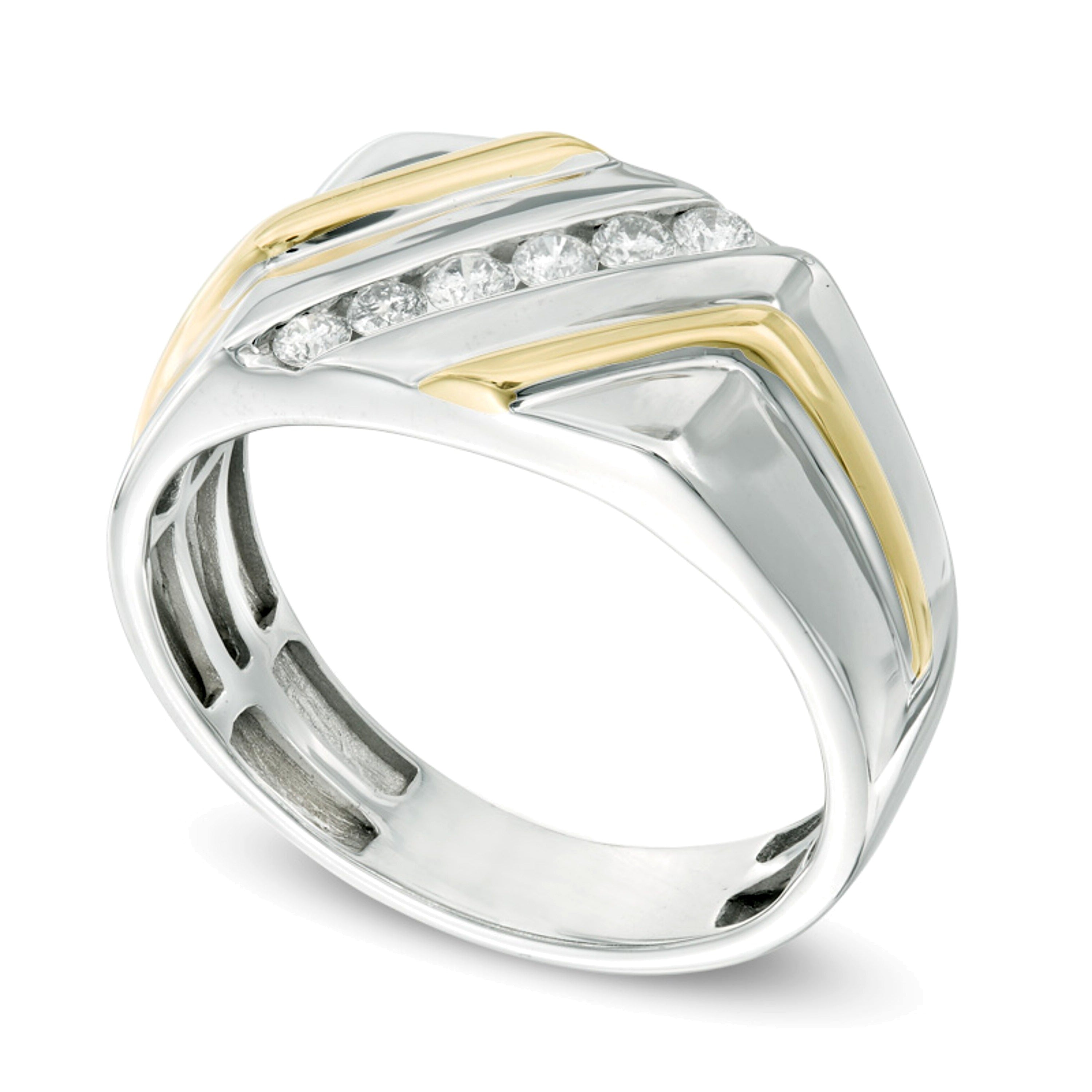 0.25 ct. Gesamtgewicht Diamant Memoire-Ring diagonal in 10K Two-Tone Gold
