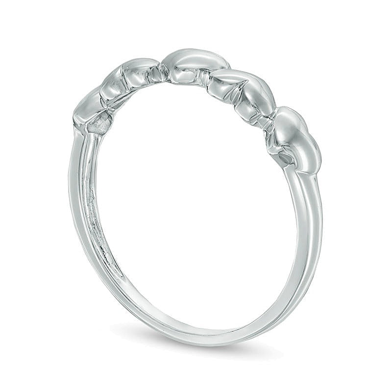Ring mit gewölbten Herzen in 10K Weißgold
