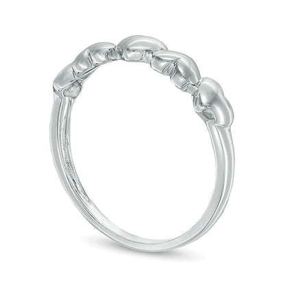 Ring mit gewölbten Herzen in 10K Weißgold