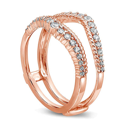 0,38 ct. Gesamtgewicht Diamant Solitär-Enhancer mit Seil-Textur und Doppelreihe in 14K Roségold