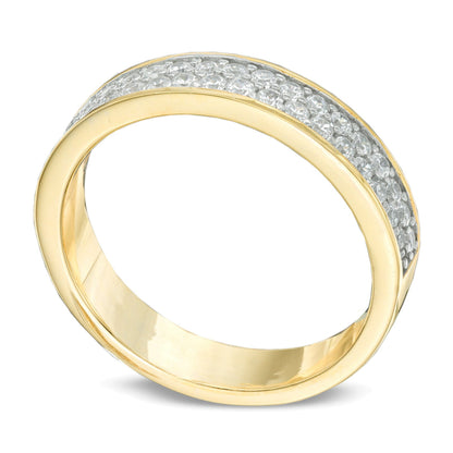 0.5 ct. Gesamtgewicht Diamant Ehering zweireihig in 10K Gelbgold