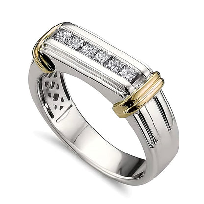 0.5 ct. Gesamtgewicht Diamant-Ring in 14K Zweifarben-Gold