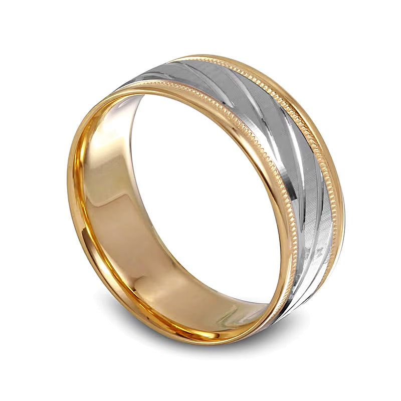 7,0mm Ehering diagonal in 10K Gold Two-Tone