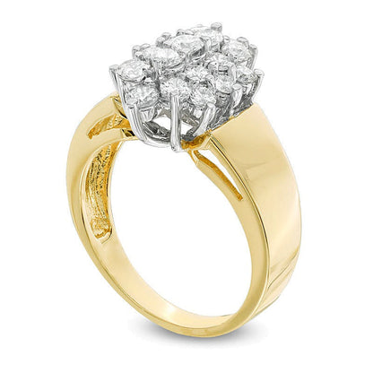 Verlobungsring mit mehreren Diamanten in Marquise- und Rundschliff, 1.0 ct. Gesamtgewicht, in 14K Gelbgold