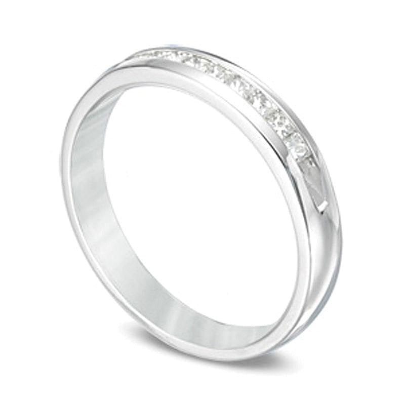 0.5 ct. Gesamtgewicht Memoire-Ring mit kanalgefassten Diamanten in 14K Weißgold (I/SI2)