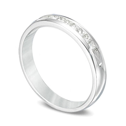 0.5 ct. Gesamtgewicht Memoire-Ring mit kanalgefassten Diamanten in 14K Weißgold (I/SI2)