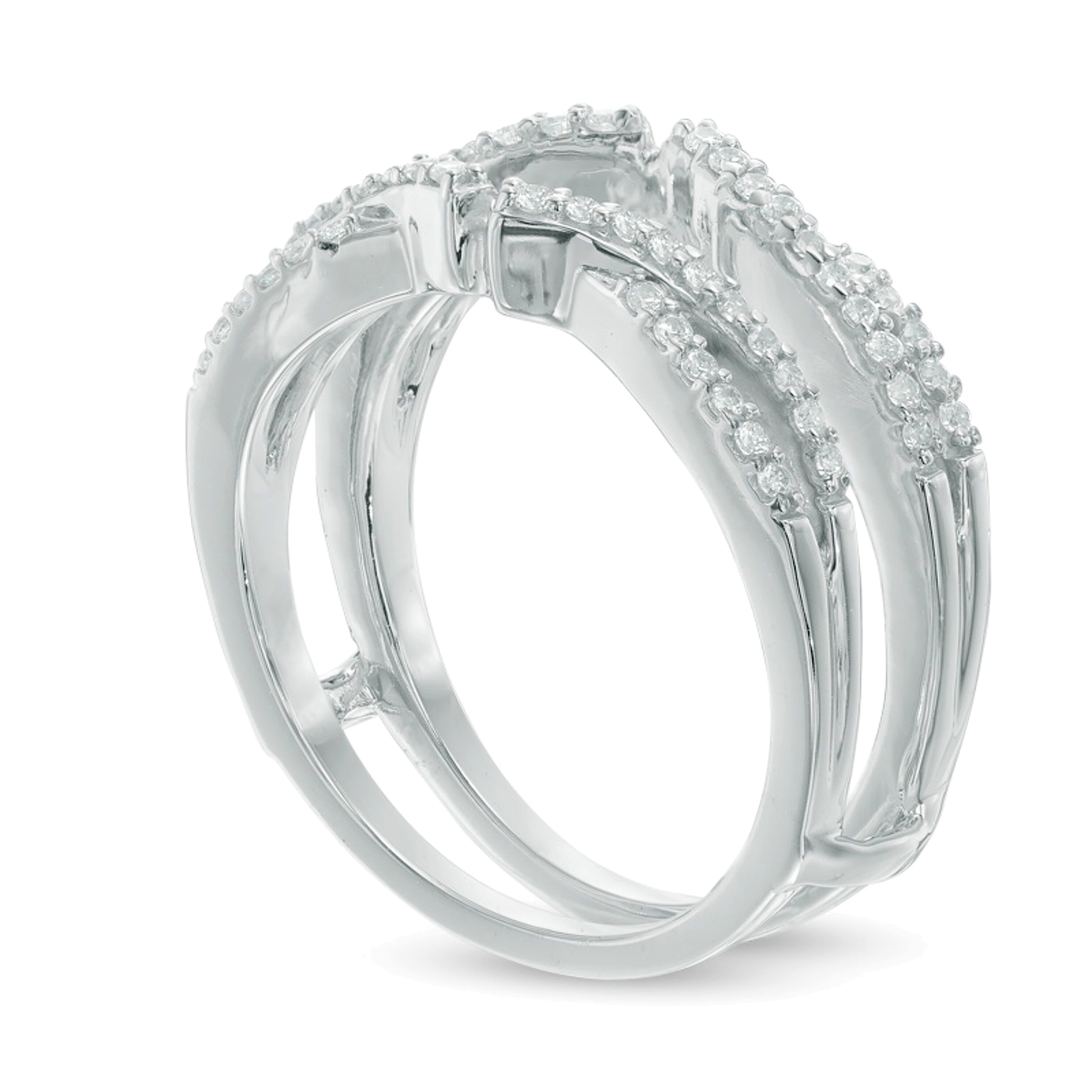 0.33 ct. Gesamtgewicht Diamant Crossover Solitär Enhancer Ring in 10K Weißgold