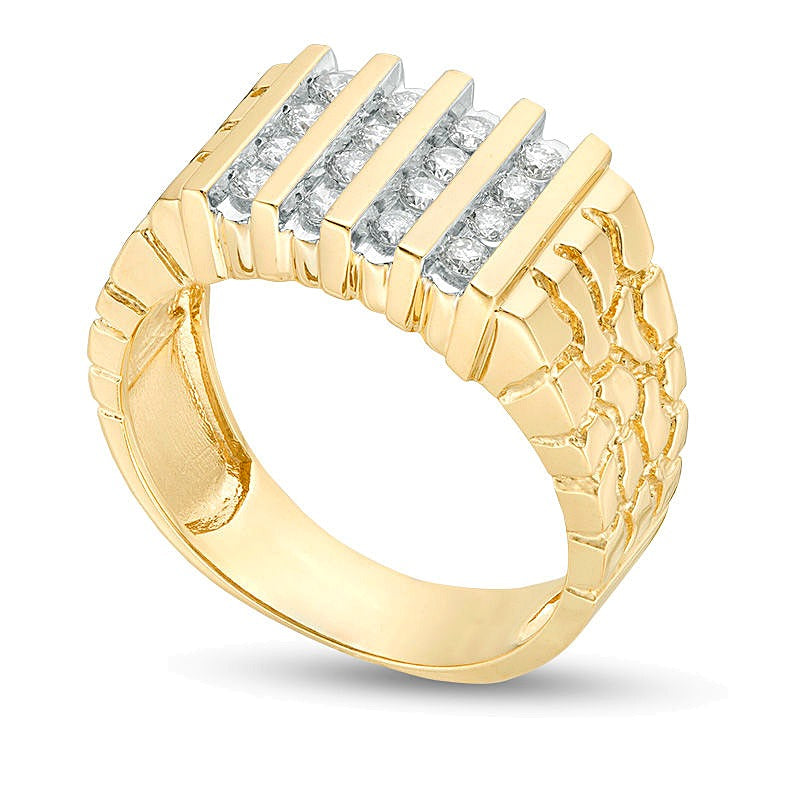 0.5 CT. Gesamtgewicht Diamant-Ring vierreihig im Nugget-Design in 10K Gelbgold