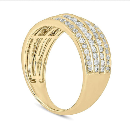 1.0 ct. Gesamtgewicht Diamant Ring mehrreihig im Vintage-Stil in 10K Gelbgold
