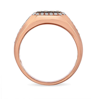 1.13 ct. Gesamtgewicht Champagner- und weißer Diamant Ring mit achteckigem Rahmen in 14K Roségold