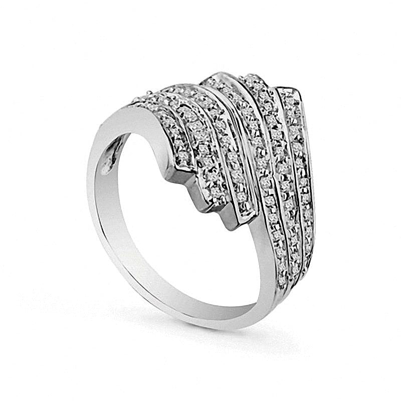 0,5 ct. Gesamtgewicht Diamant Fashion-Ring im Vintage-Stil aus rhodiniertem Sterlingsilber