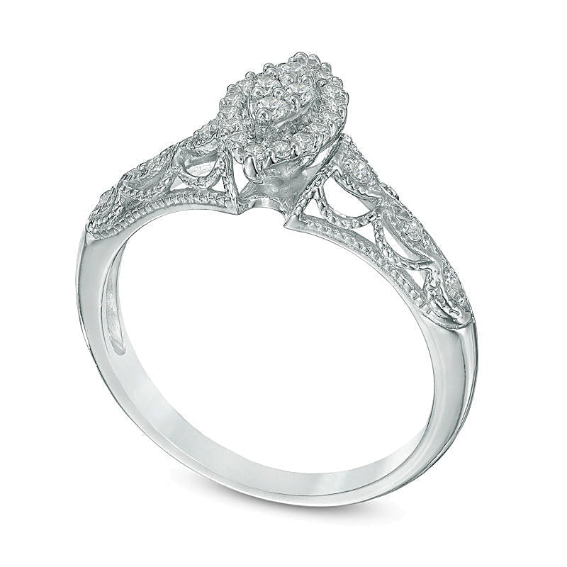 0,2 ct. Gesamtgewicht Diamant-Freundschaftsring mit Marquise-Komposit in 10K Weißgold
