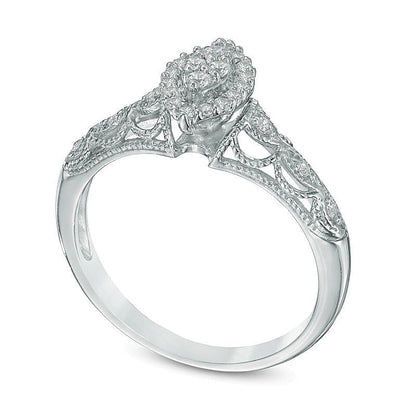 0,2 ct. Gesamtgewicht Diamant-Freundschaftsring mit Marquise-Komposit in 10K Weißgold