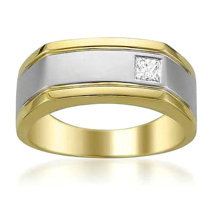 0.2 CT. Diamant-Ring im Princess-Schliff Solitär in 14K Zweifarbengold