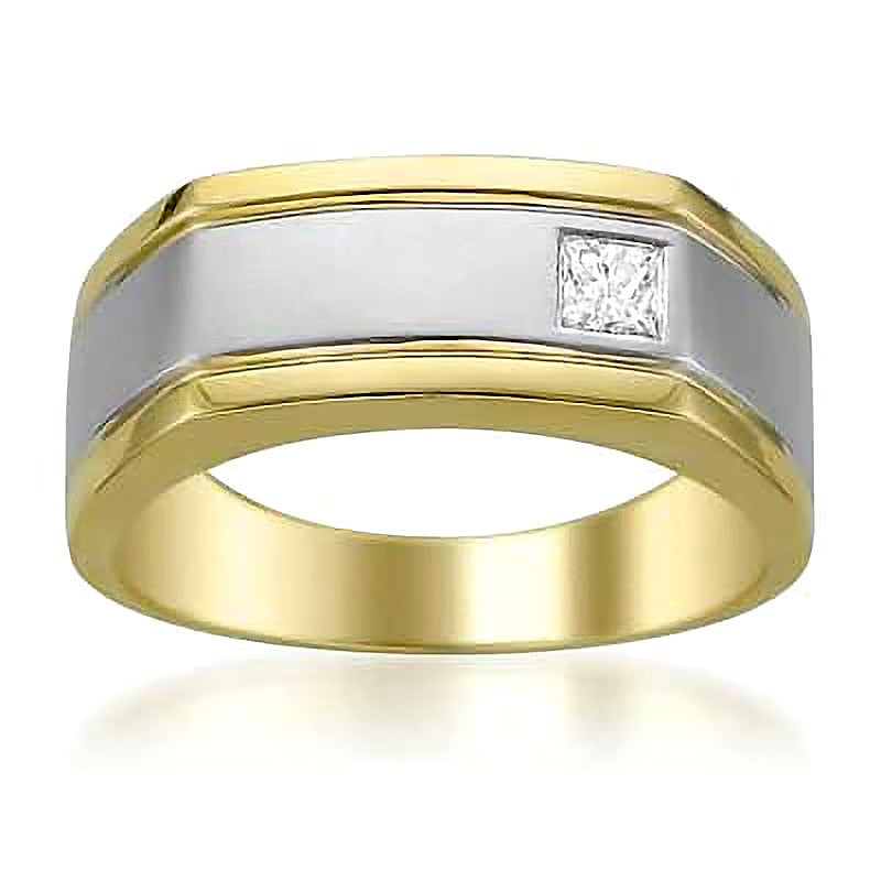 0.2 CT. Diamant-Ring im Princess-Schliff Solitär in 14K Zweifarbengold
