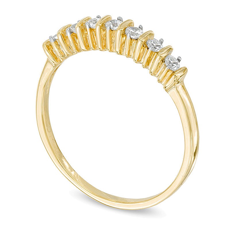0.1 CT. Gesamtgewicht Diamant Ehering mit sieben Steinen in 10K Gelbgold