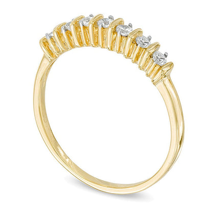 0.1 CT. Gesamtgewicht Diamant Ehering mit sieben Steinen in 10K Gelbgold