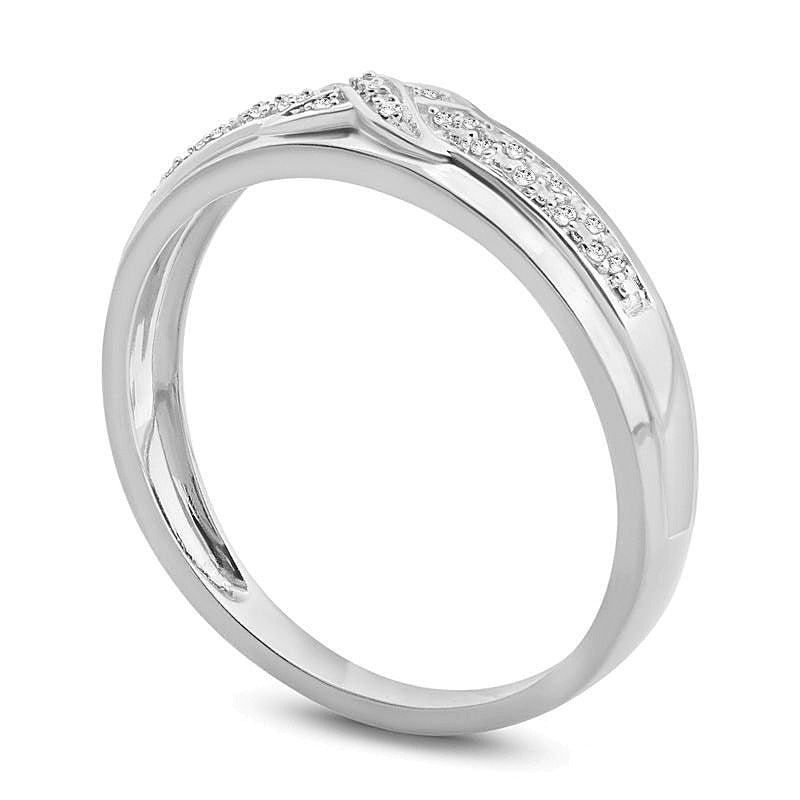Ehering mit Diamanten im Criss-Cross-Design 0,05 ct. Gesamtgewicht in 10K Weißgold