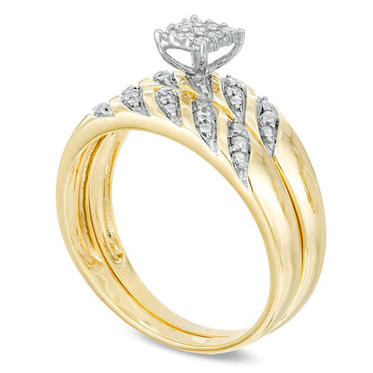 0.13 ct. Gesamtgewicht Diamant Brautset in 10K Gelbgold