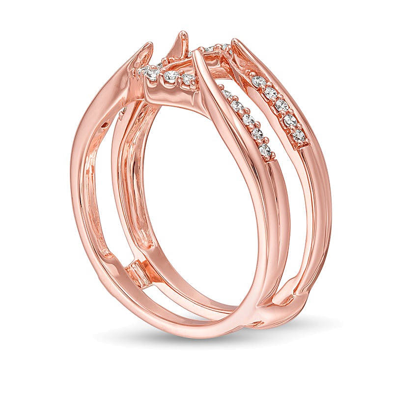 0.2 CT. Gesamtgewicht Diamant Chevron Ring Solitär-Enhancer in 14K Roségold
