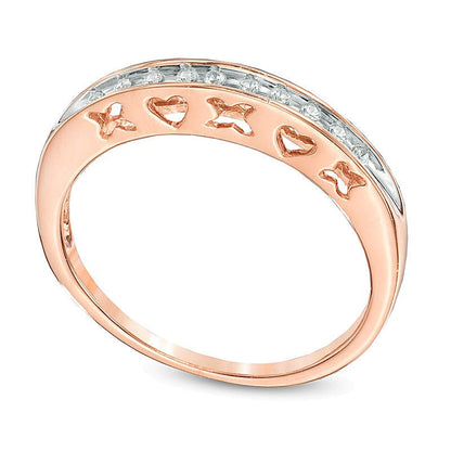 Memoire-Ring mit Diamanten 0,07 ct. Gesamtgewicht in 10K Roségold