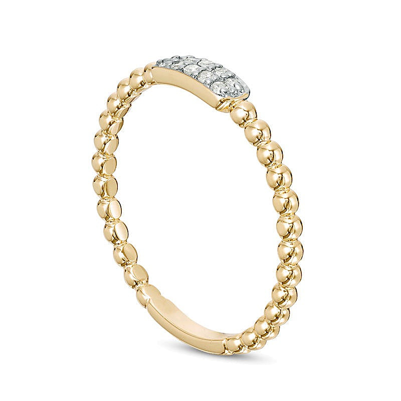 0,07 ct. Gesamtgewicht Komposit-Diamant Stackable Ring mit Baguette-Perlrand in 10K Gelbgold