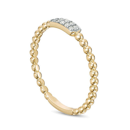 0,07 ct. Gesamtgewicht Komposit-Diamant Stackable Ring mit Baguette-Perlrand in 10K Gelbgold