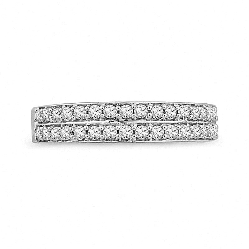 0.33 ct. Gesamtgewicht Diamant Ehering mit zwei Reihen in 10K Weißgold