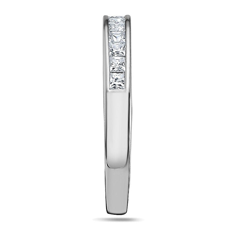 0.5 CT. Gesamtgewicht Ehering mit Diamanten im Princess-Schliff in 14K Weißgold (H/VS2)