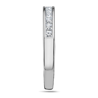 0.5 CT. Gesamtgewicht Ehering mit Diamanten im Princess-Schliff in 14K Weißgold (H/VS2)