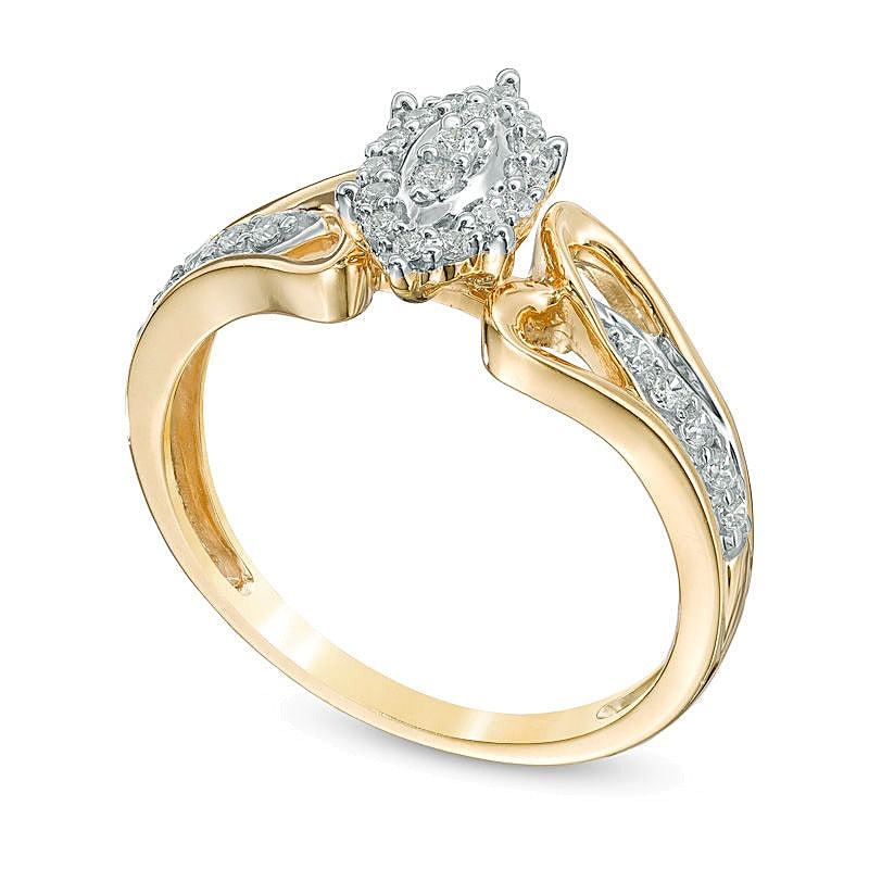 0.2 ct. Gesamtgewicht Diamant-Freundschaftsring in Marquise- und Rundschliff aus 10K Gelbgold