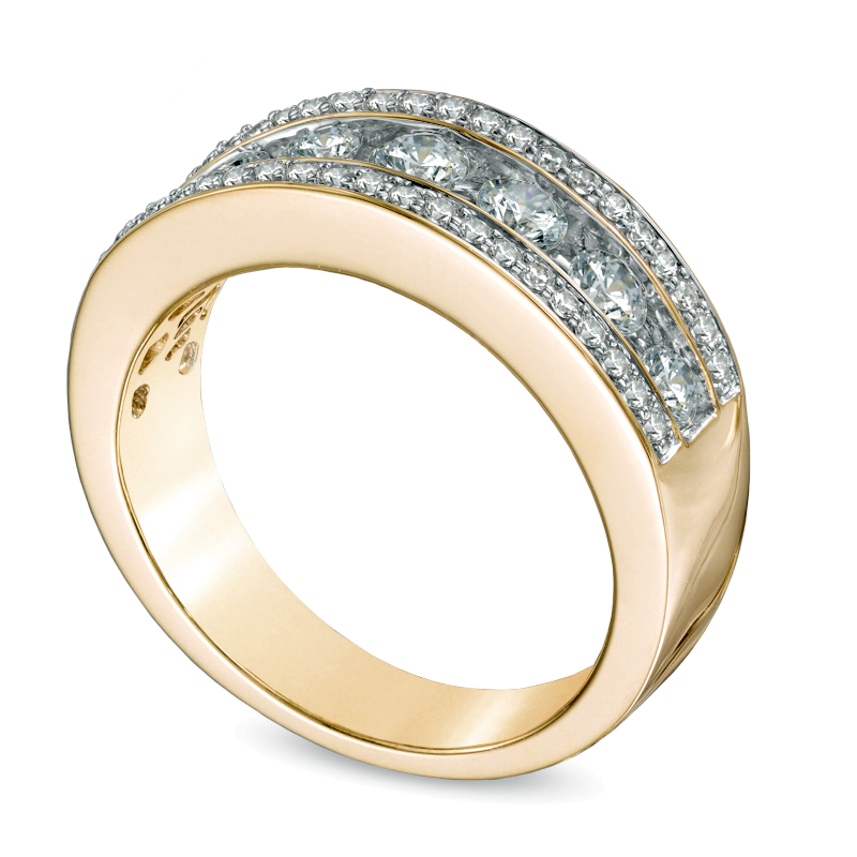 Ring mit Diamanten 1.0 ct. Gesamtgewicht, sieben Steine, rund, in 14K Gelbgold