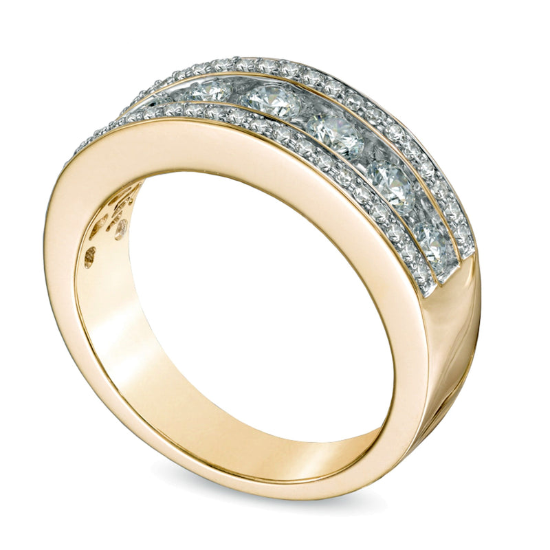 Ring mit Diamanten 1.0 ct. Gesamtgewicht, sieben Steine, rund, in 14K Gelbgold