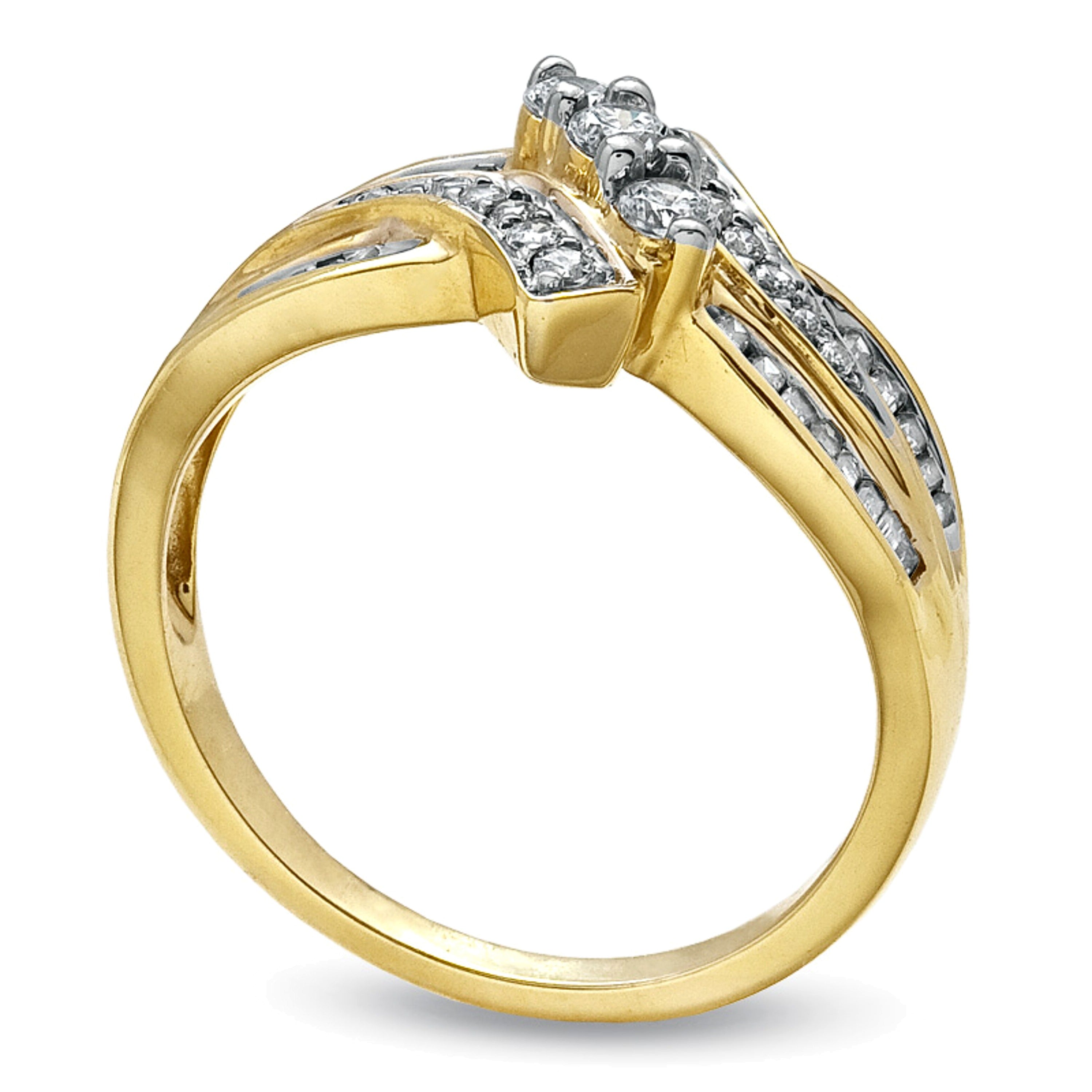 0.5 CT. Gesamtgewicht Diamant Dreistein-Ring aus 10K Gelbgold