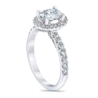 Royal Asscher® Verlobungsring mit ovalem Diamant-Halo, 1.5 CT. Gesamtgewicht, in 14K Weißgold