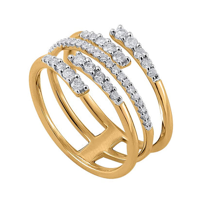 0.5 CT. Gesamtgewicht Diamant Fashion-Ring mehrreihig mit offener Schiene in 10K Gelbgold