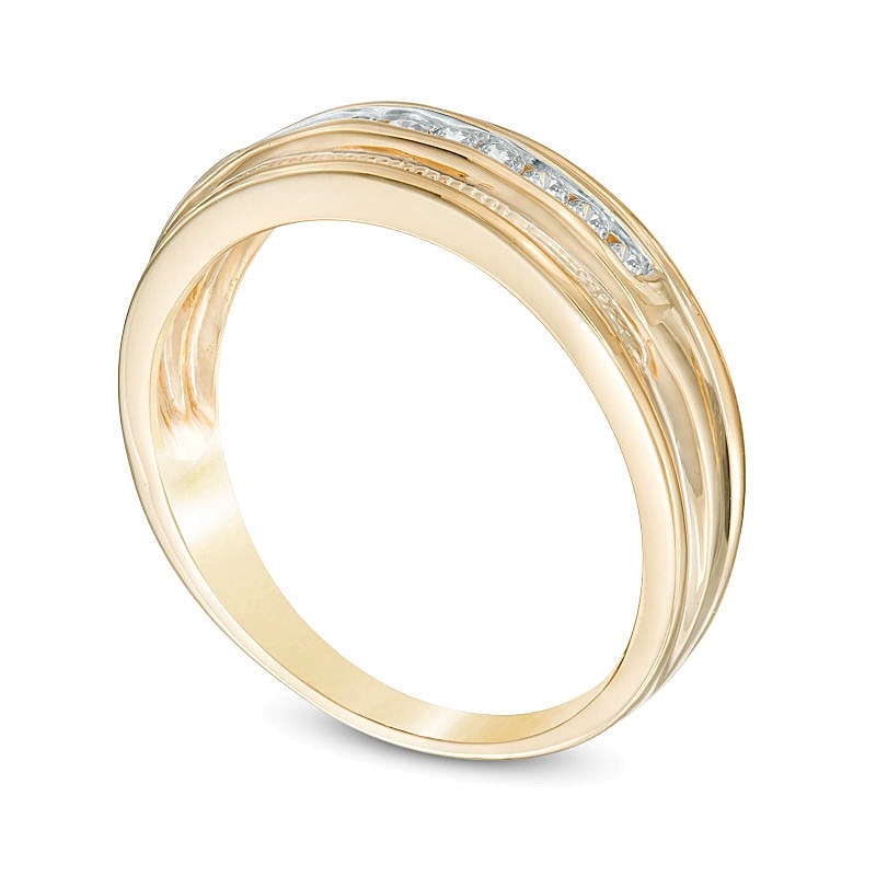 0.25 CT. Gesamtgewicht Diamant Milgrain Ehering in 10K Gelbgold