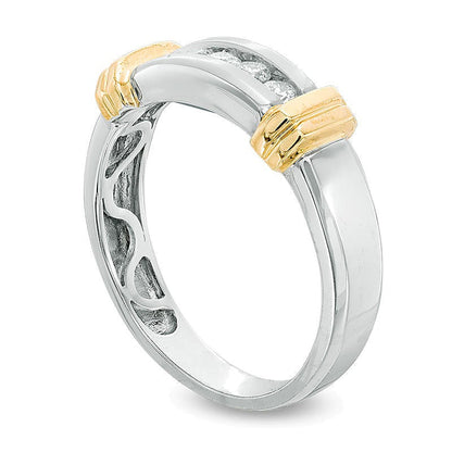 0.25 ct. Gesamtgewicht Diamant Fünfstein-Ehering in 10K Two-Tone Gold