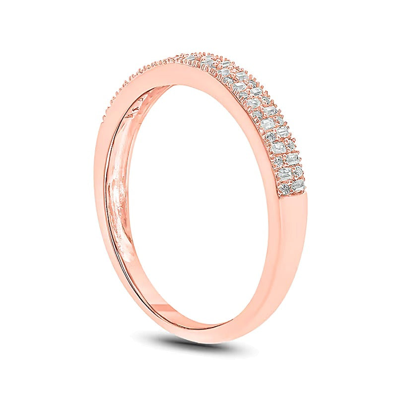 Memoire-Ring mit Diamanten in Baguette und rund, 0.2 ct. Gesamtgewicht, zweireihig, in 10K Roségold