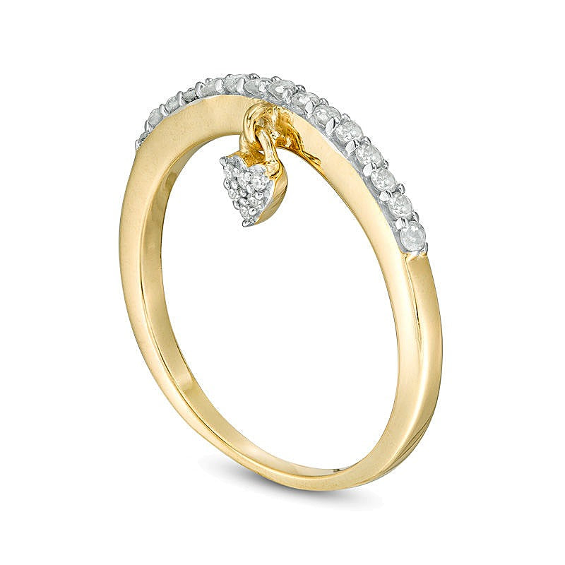 0.2 ct. Gesamtgewicht Diamant Herz-Charm Ring aus 14K Gelbgold mit Herz und rund geschliffenen weißen Diamanten für Damen