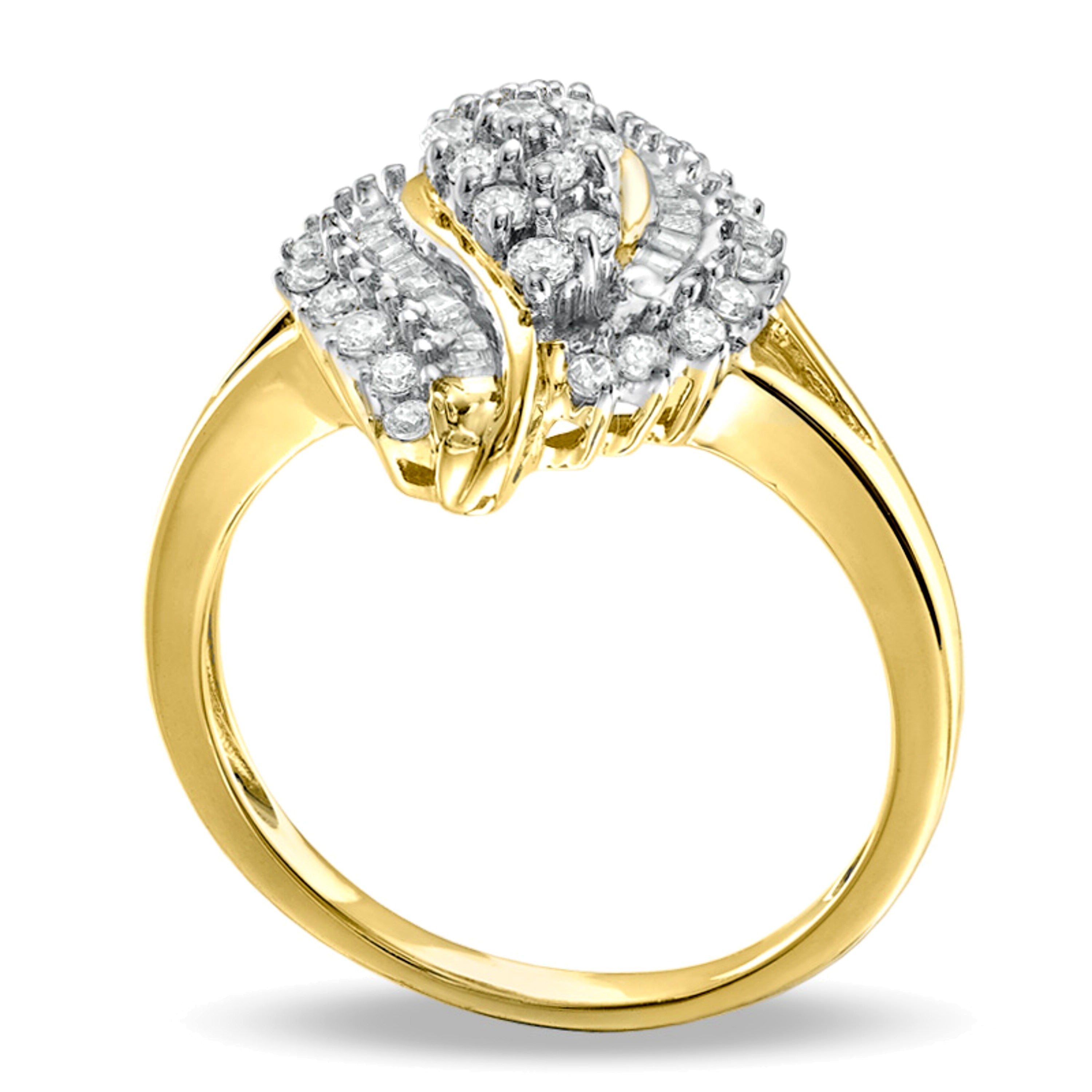 0.5 ct. Gesamtgewicht Diamant Marquise Cluster Twist Ring in 10K Gelbgold