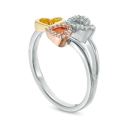 0.1 ct. Gesamtgewicht Diamant Herz-Ring aus Sterlingsilber und 10K Gold, zweifarbig