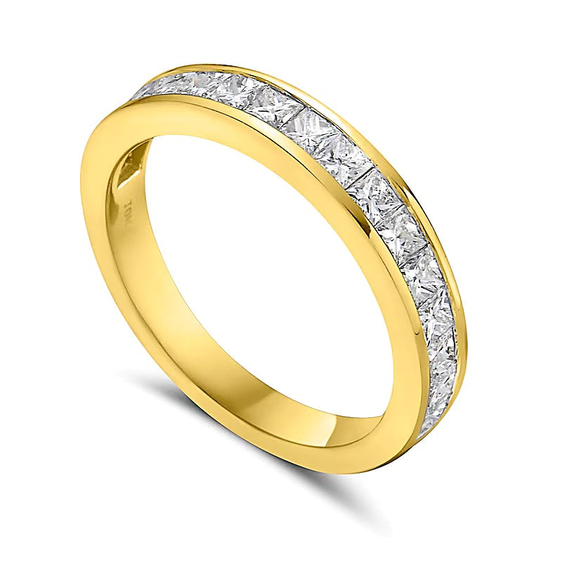 Memoire-Ring mit Diamanten im Princess-Schliff 1.0 ct. Gesamtgewicht in 10K Gelbgold
