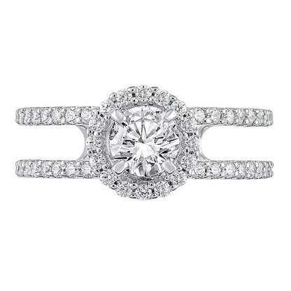 Halo-Verlobungsring 1.2 CT. Gesamtgewicht Diamant in 14K Weißgold (I/I2)