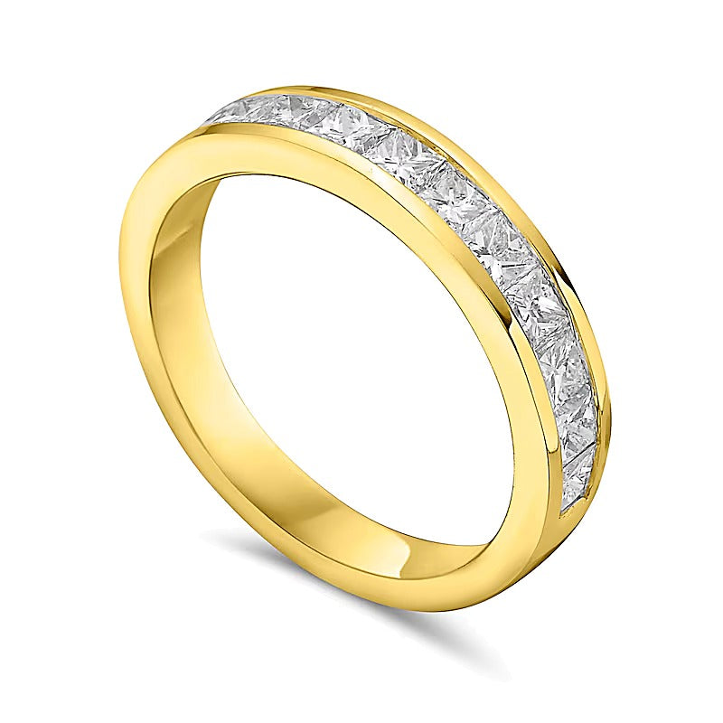 1.0 ct. Gesamtgewicht Memoire-Ring mit elf Diamanten im Princess-Schliff in 10K Gelbgold