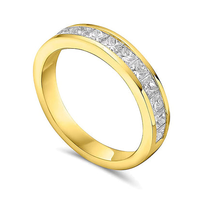 1.0 ct. Gesamtgewicht Memoire-Ring mit elf Diamanten im Princess-Schliff in 10K Gelbgold